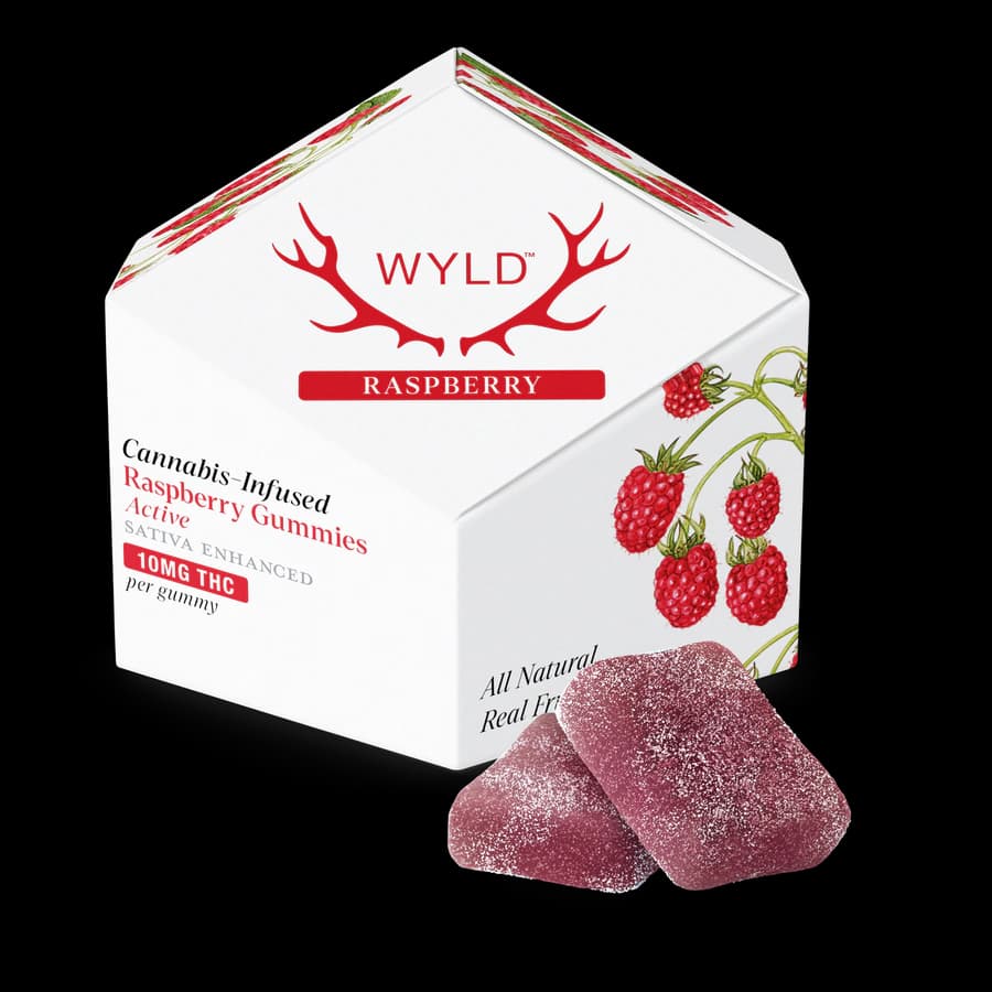 Raspberry Sativa Enhanced Gummies packaging from Wyld
